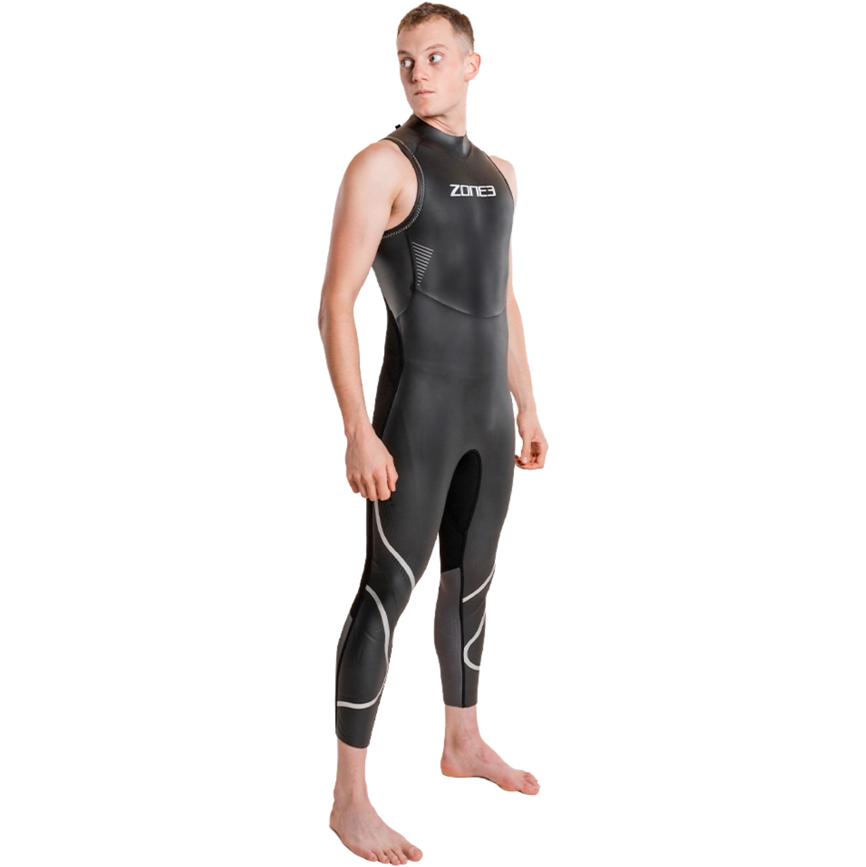 2026 ZONE3 Mens Ascend Sleeveless Swim Wetsuit WS26MGLISL101 - Black / Grey